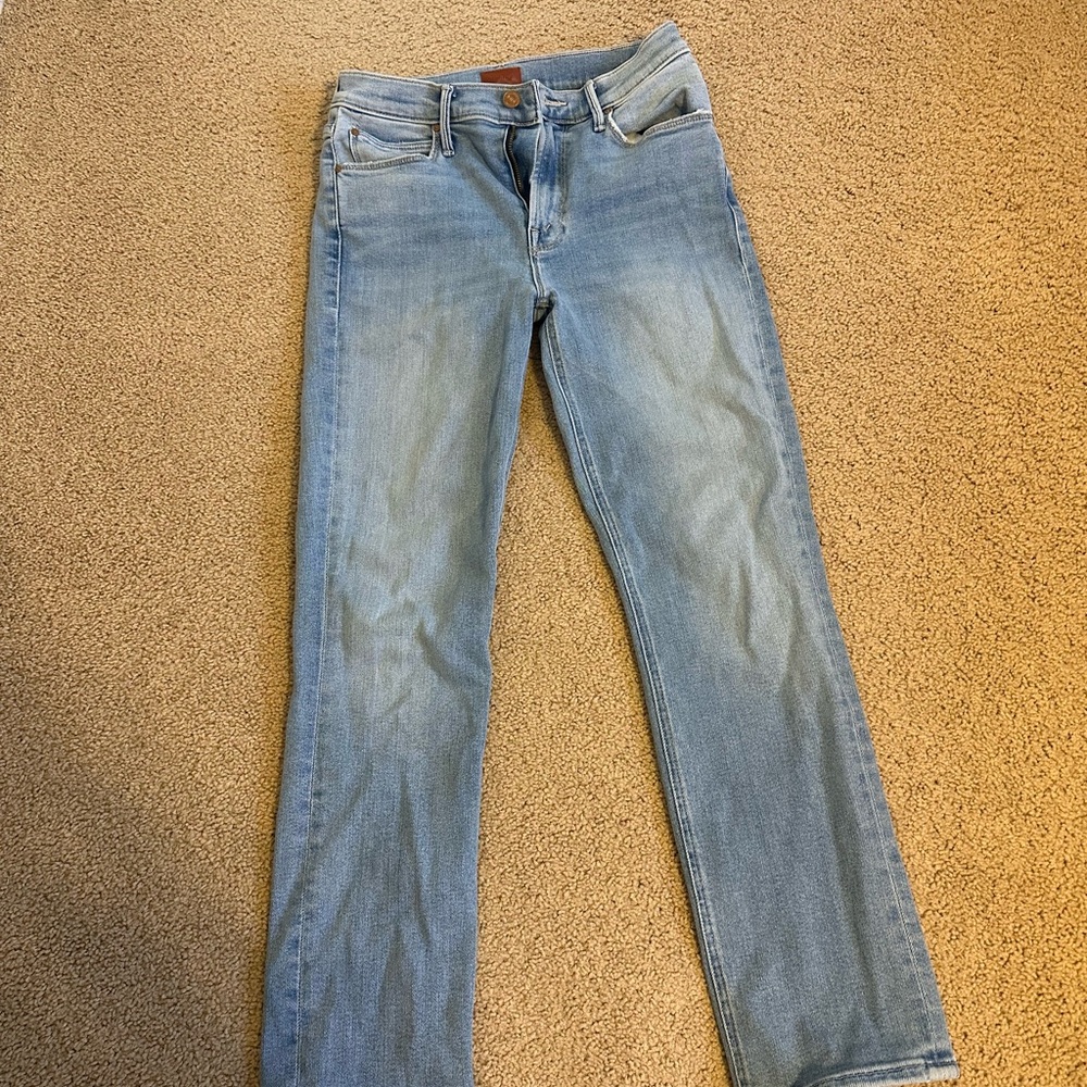 MOTHER Women's Light Blue Straight Leg Jeans mid rise dazzler